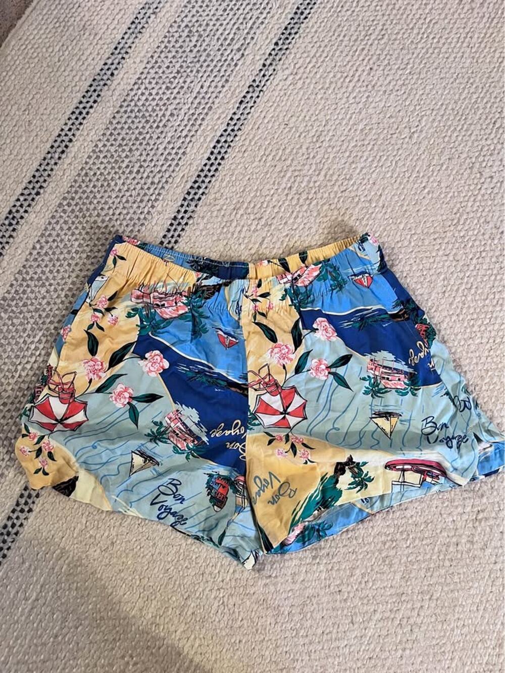 Old Navy Men’s Tropical Print Boxer Shorts Large Pockets Hawaiian Beach Lounge